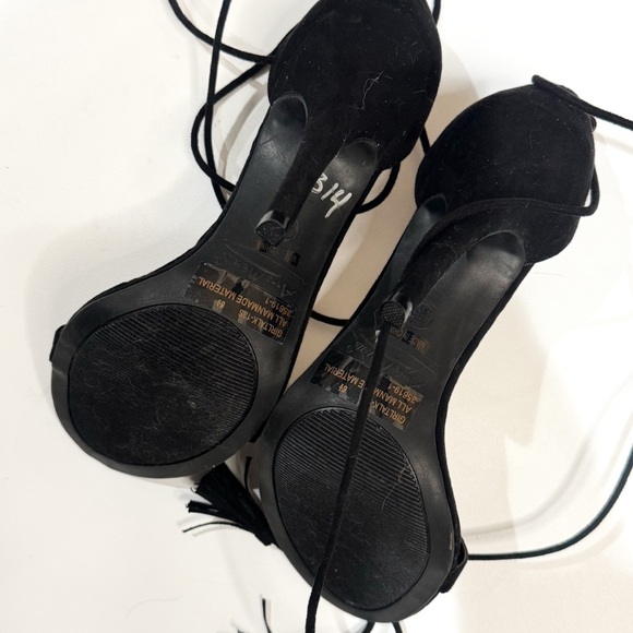 Anne Michelle black open toe lace up tassel heels ❤️ - Picture 8 of 8
